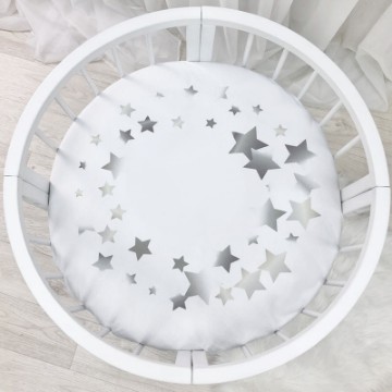 Husa saltea rotunda patut bebe / copii cu elastic, Constelatii